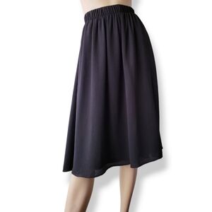 A'gaci Black Textured A-Line Midi Skirt